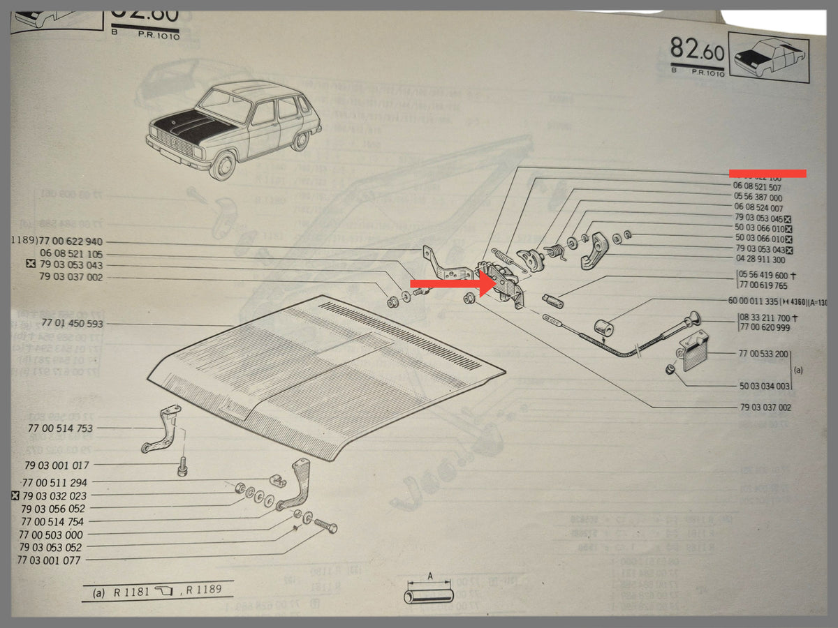 Sot bonnet - Renault 6 - Renault Rodéo - 0990022100