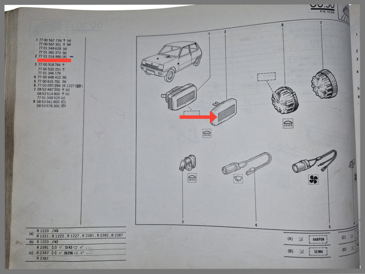 Couvercle d'éclairage intérieur - Renault 5 - 7701016890 / 7701349036