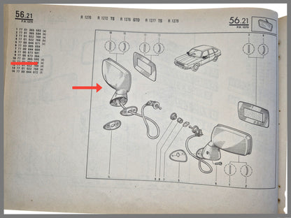 Rétroviseur extérieur avant droit - Renault 20 - Renault 30 - OEM 7701365595