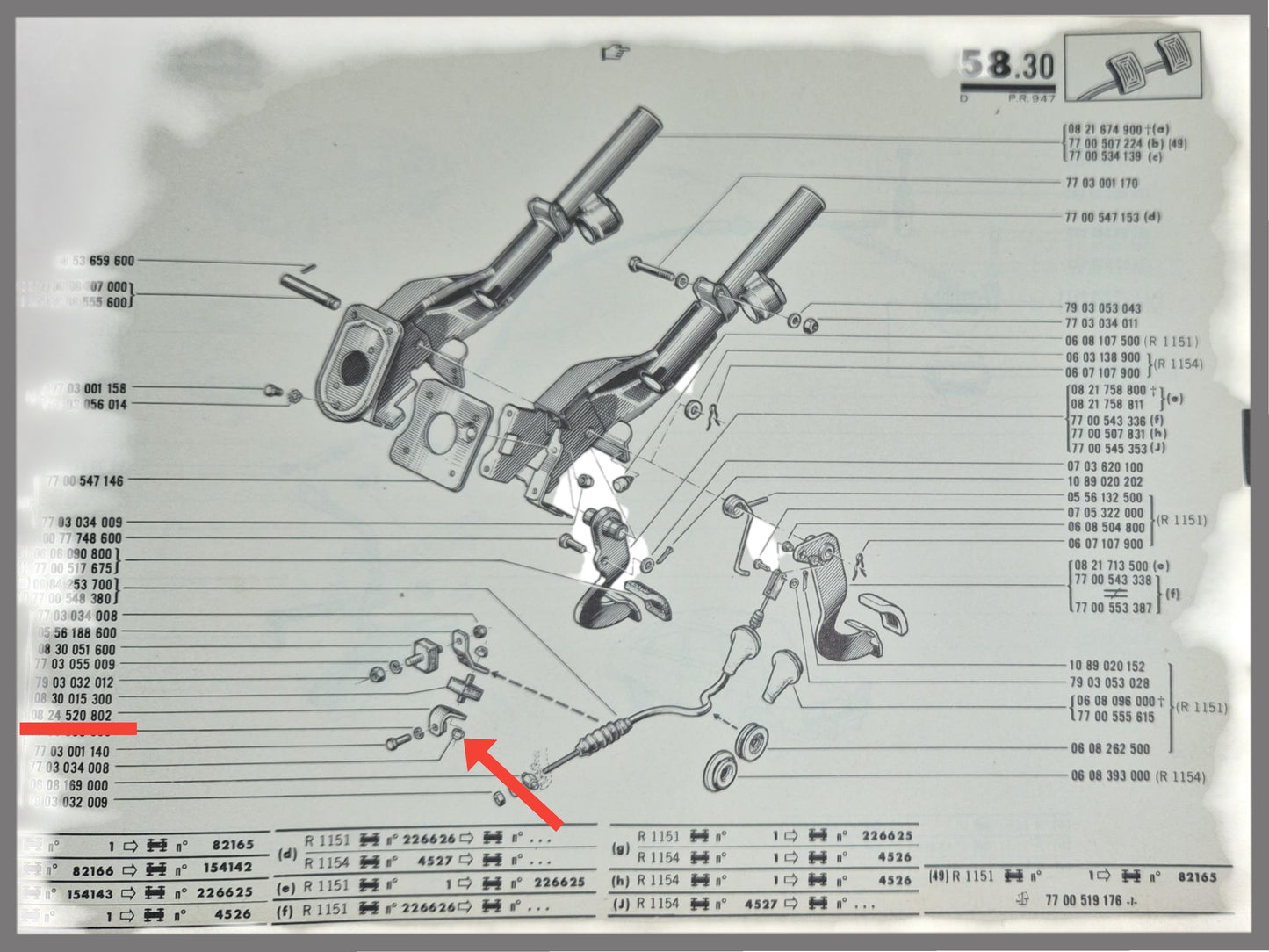 Houder silentbloc koppelingskabel – Renault 16 – OEM 0824520802