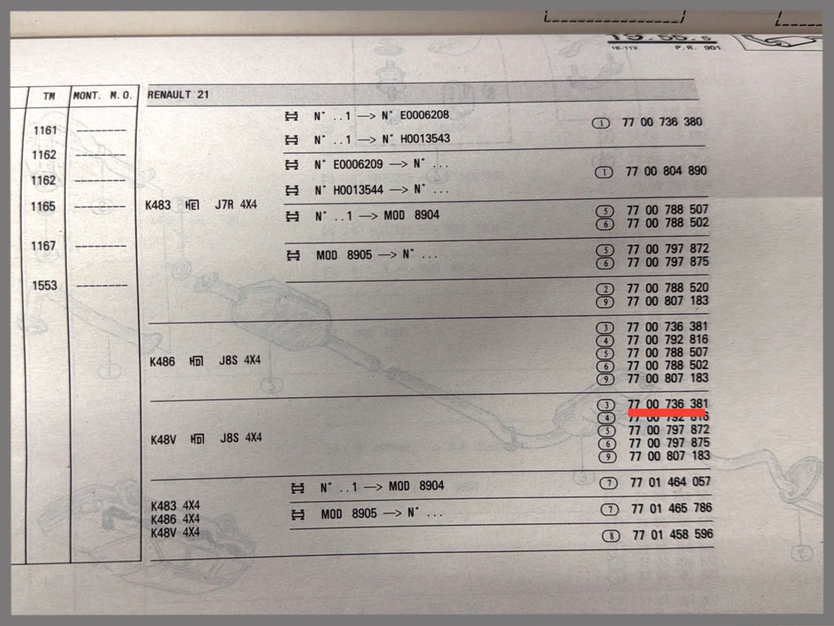 Auspuffrohr - Renault 21 - OEM 7700736381