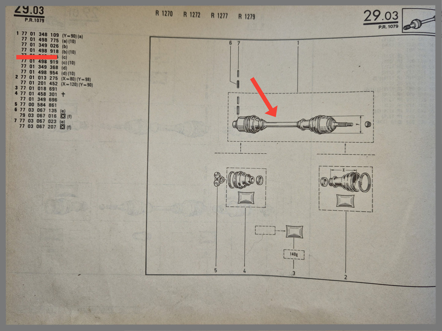 Aandrijfas - Renault 20 - Renault 30 - OEM 7701498918