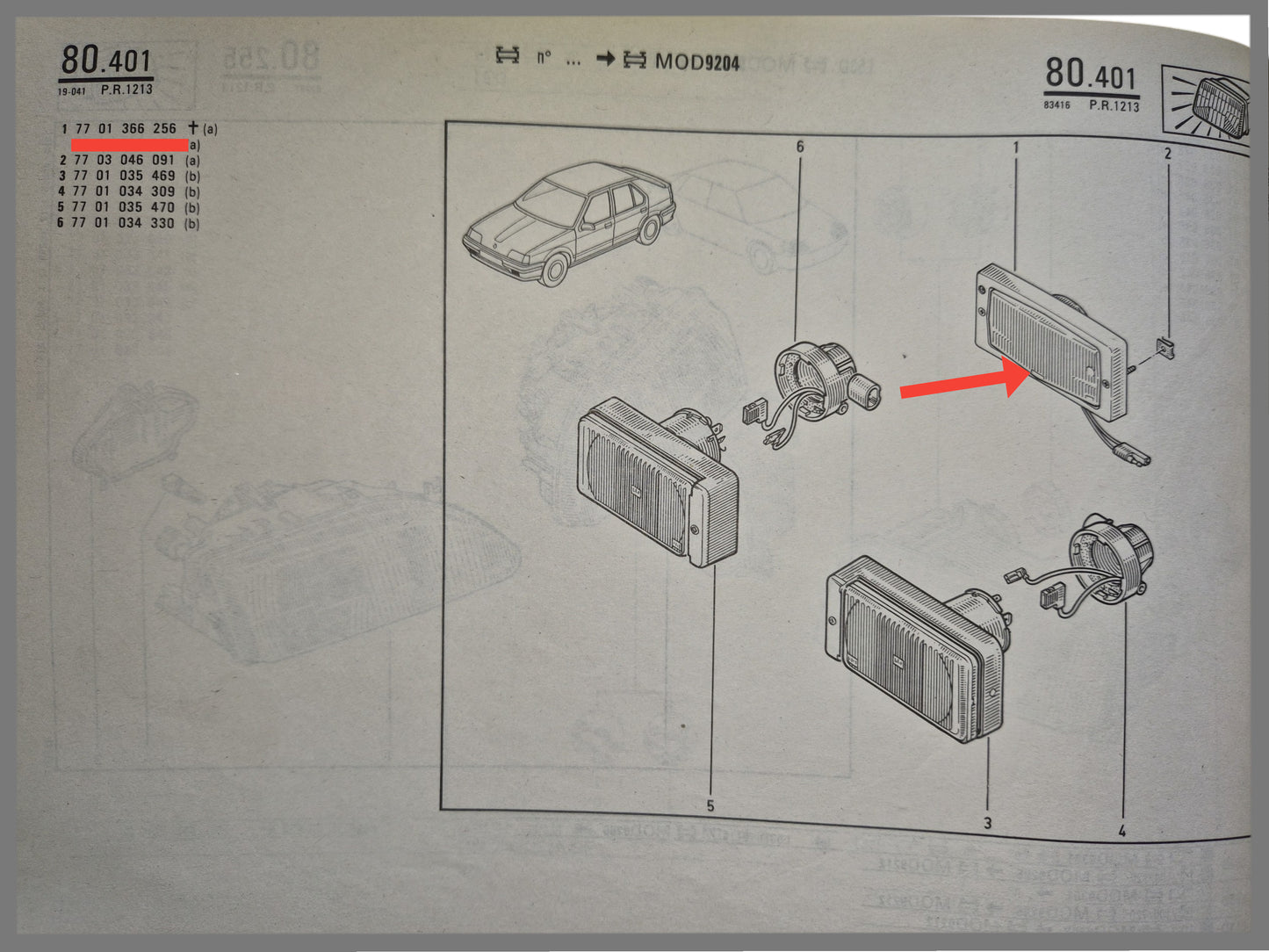 Mistlamp - Renault 19 - OEM 7701366266- 7701366152