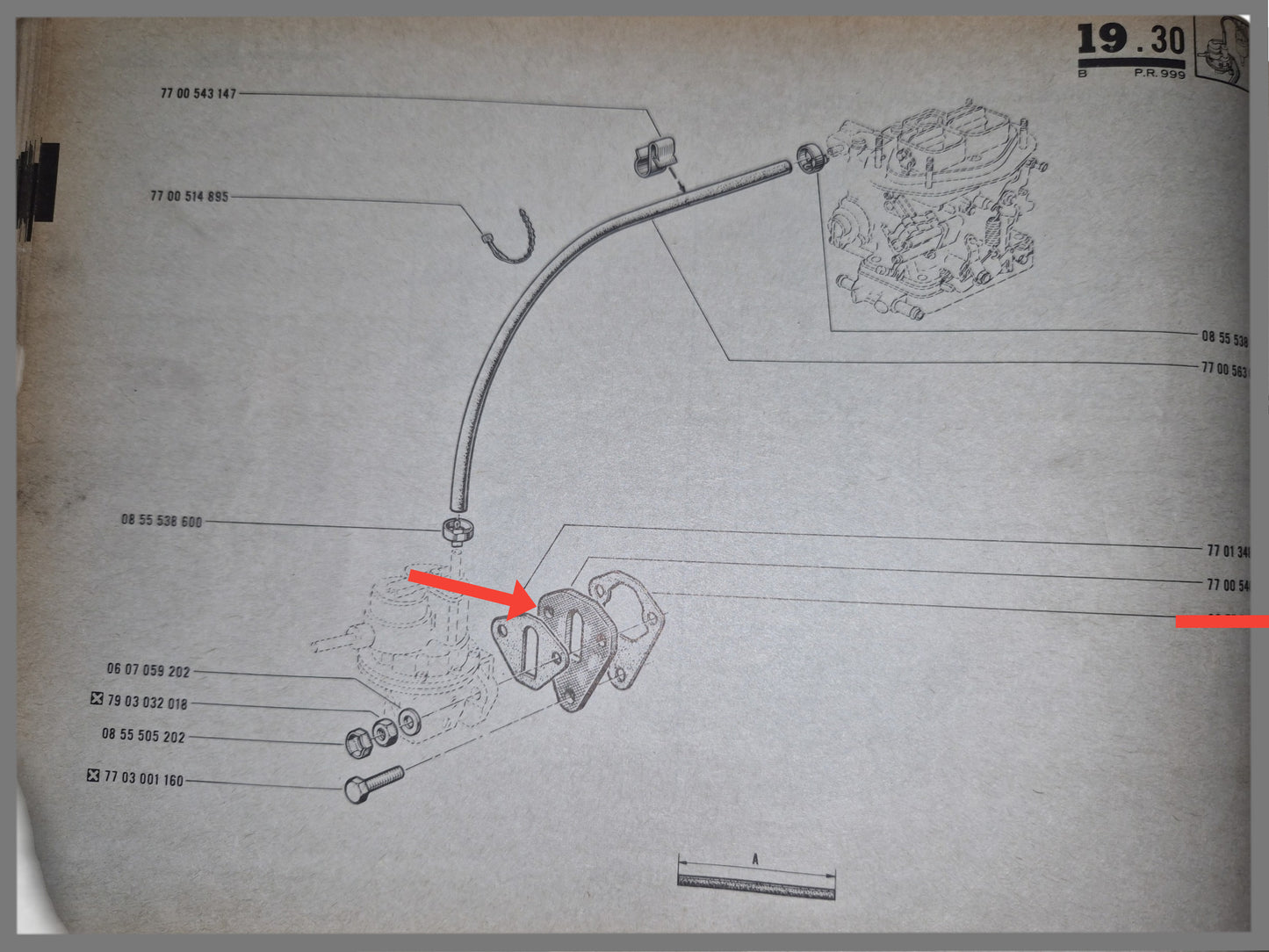 Tussenplaatje Benzinepomp - Renault 16 - OEM 0608276100 en 7700546237