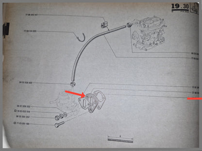 Tussenplaatje Benzinepomp - Renault 16 - OEM 0608276100 en 7700546237
