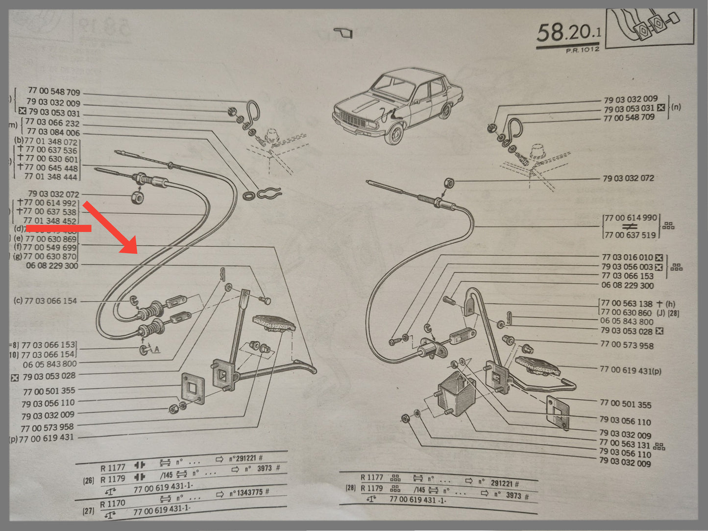 Gaskabel- Renault 12 - OEM 7701348452